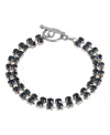 2028 Dark Blue 2-row Rhinestone Toggle Bracelet In Blue