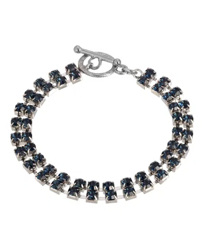 2028 Dark Blue 2-row Rhinestone Toggle Bracelet