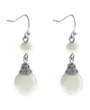 2028 Double Imitation Pearl Drop Wire Earrings In White