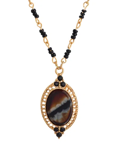 2028 Drop Tiger Eye Necklace, 16" In Brown