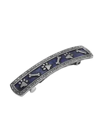 2028 Enamel Blue Bone Paw Barrette