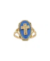 2028 Enamel Cross Ring In Blue