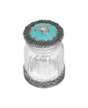 2028 Enamel Glass Horse Head Button Jar In Turquoise