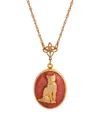 2028 Enamel Oval Cat Locket Necklace In Pink