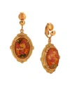 2028 Enamel Oval Floral Clip Earrings In Pink