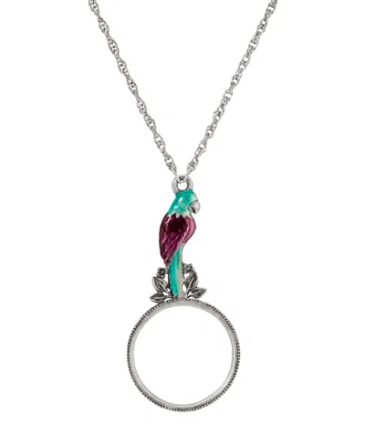 2028 Enamel Parrot Magnifier Necklace In Purple