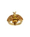 2028 Enamel Yellow And Brown Bee Ring Size 9 In Gold