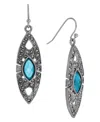 2028 Epoxy Faux Marcasite Stone Drop Earrings In Blue