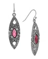 2028 Epoxy Faux Marcasite Stone Drop Earrings In Pink