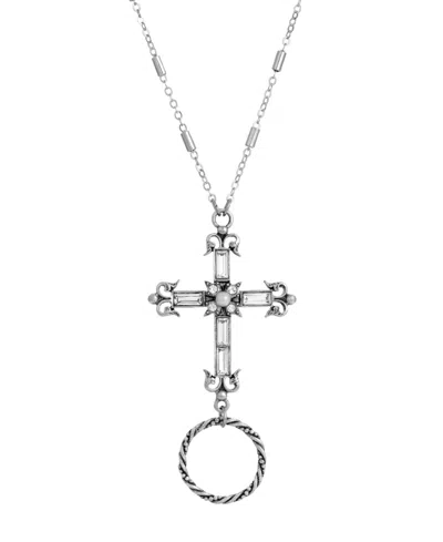 2028 Eyeglass Badge Holder Necklace In Clear