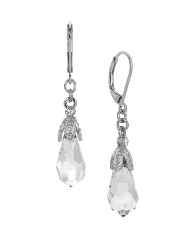 2028 Faceted Crystal Drop Earrings In White
