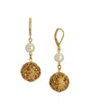 2028 Faux Cultivated Pearl Filigree Bead Drop Earrings In White