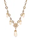 2028 Faux Cultivated Pearl Filigree Bib Necklace In White
