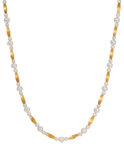 2028 Faux Cultivated Pearl Gold-tone Bead Strand Necklace In White