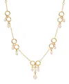 2028 Faux Cultivated Pearl Gold-tone Circle Station Necklace In White
