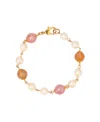 2028 Faux Cultivated Pearl Pink Peach Beaded Bracelet In Multi