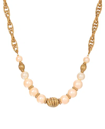 2028 Faux Cultivated Pearl Twisted Chain Necklace In White