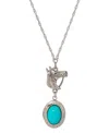 2028 Faux Turquoise Oval Horse Locket Necklace In Turquoise