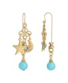 2028 Faux Turquoise Star And Moon Front Back Earrings In Turquoise