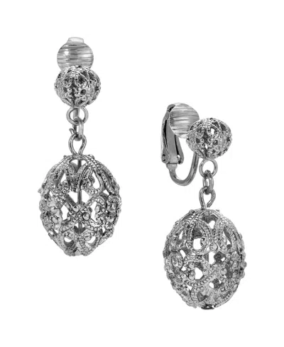 2028 Filigree Ball Clip Earrings In Gray