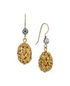 2028 Filigree Bead Crystal Drop Wire Earrings In Yellow