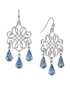 2028 Filigree Blue Crystals Drop Earrings In Blue