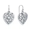 2028 Filigree Heart Drop Earrings In Silver