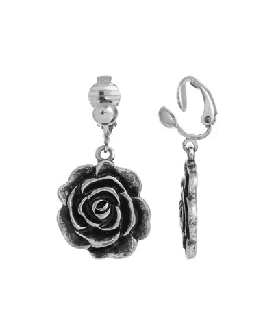 2028 Flower Clip Earrings In Silver-tone