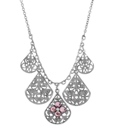 2028 Flower Multi Teardrop Necklace In Purple