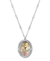 2028 Flower Silver-tone Oval Multicolor Rose Necklace In Pink