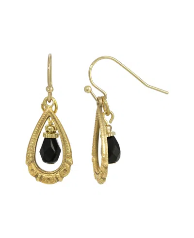 2028 Glass Clear Teardrop Earring In Black