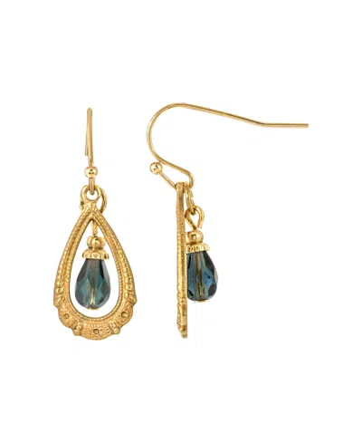 2028 Glass Clear Teardrop Earring In Blue