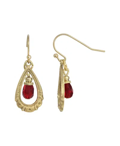 2028 Glass Clear Teardrop Earring In Red