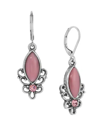 2028 Glass Crystal Accent Filigree Earrings In Pink