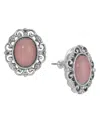 2028 Glass Filigree Post Back Stud Earrings In Pink