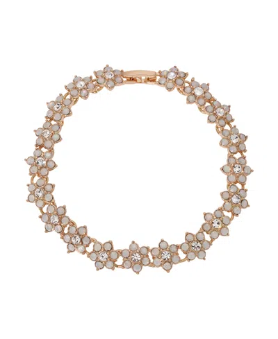 2028 Glass Flower Bracelet In White