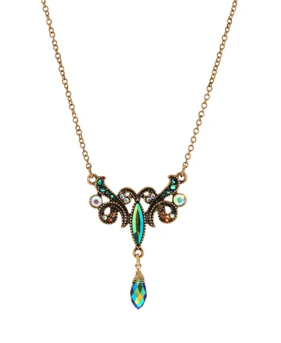 2028 Glass Multi Ab Bead Pendant Necklace