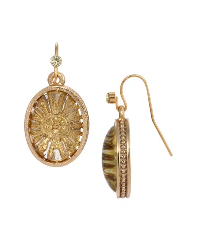 2028 Glass Oval Drop Earrings In Beige