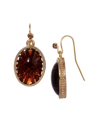 2028 Glass Oval Drop Earrings In Brown