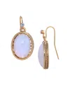 2028 Glass Oval Drop Earrings In White