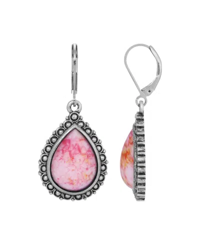 2028 Glass Silver-tone Teardrop Earrings In Pink