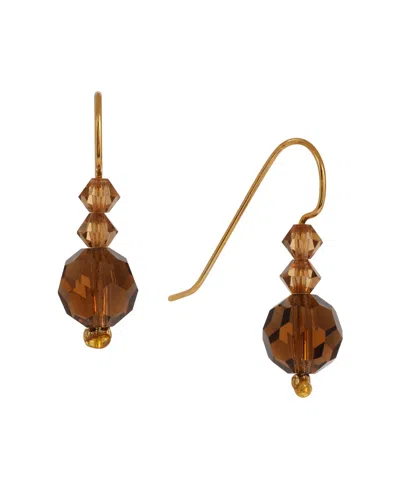 2028 Glass Topaz Bead Drop Earrings In Beige