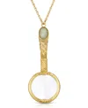 2028 Gold Tone Aventurine Semi Precious Magnifier 30" Pendant In Gold