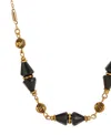 2028 Gold Tone Bead Collar Necklace In Black