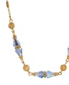 2028 Gold Tone Bead Collar Necklace In Blue
