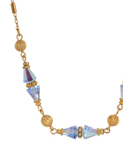 2028 Gold Tone Bead Collar Necklace In Blue