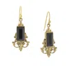 2028 Gold-tone Black Drop Earrings In Black