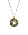 2028 Gold-tone Blue Iridescent Aurora Borealis Glass Stone Wreath Necklace In No Color