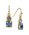 2028 Gold Tone Blue Square Drop Earrings In Blue