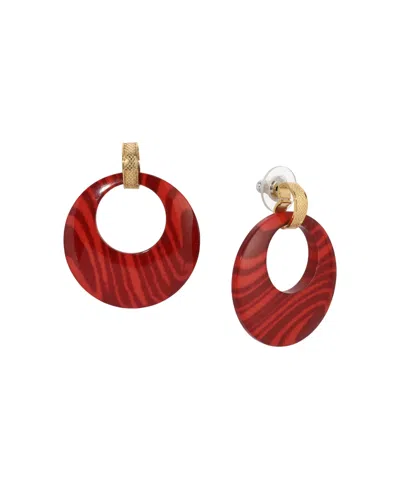 2028 Gold Tone Burgundy Hoop Earrings In Red